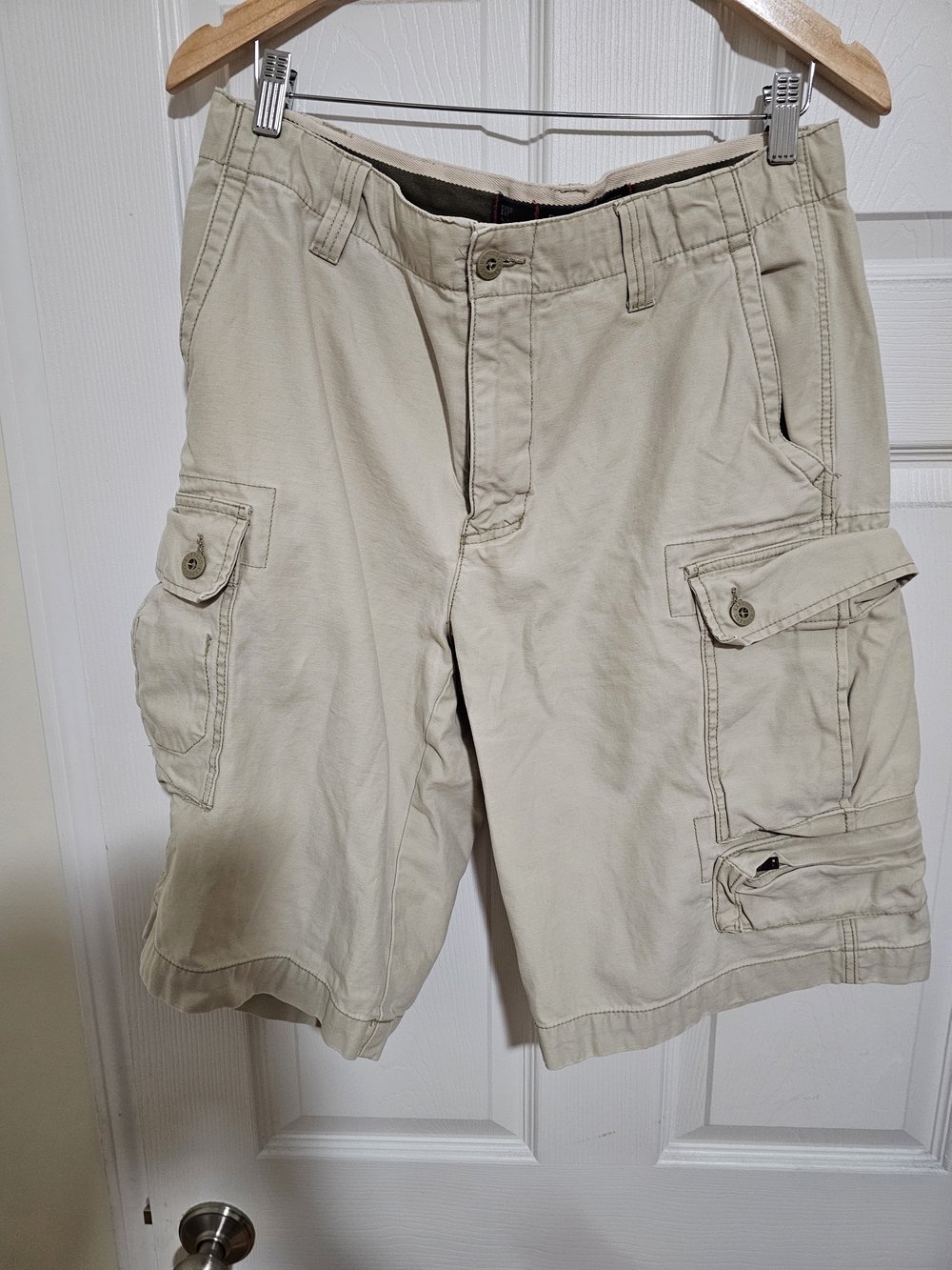 Express Men's Khaki Cargo Shorts - Light Tan Utility